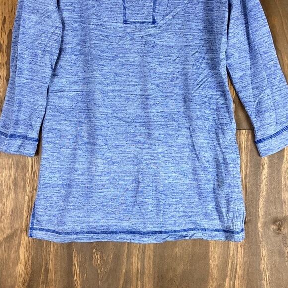 T by Talbots Women Shirt Blue Split Neck 3/4 Sleeve Athletic Stretch XS - Picture 3 of 12